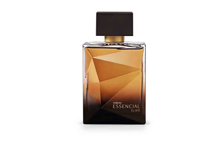 Essencial Elixir masculino sobre un fondo blanco, haciendo parte de los perfumes black friday Natura